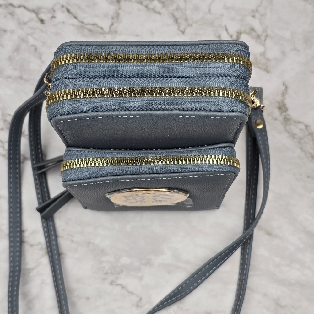 Gold and Gray Crossbody Bag with Sleek Design - Picture 6 of 12